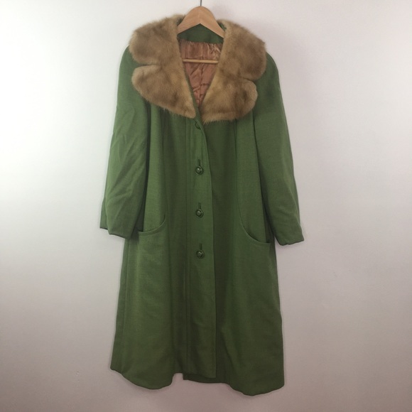 Vintage Youthcraft Black Wool Swing Coat with Fur Collar